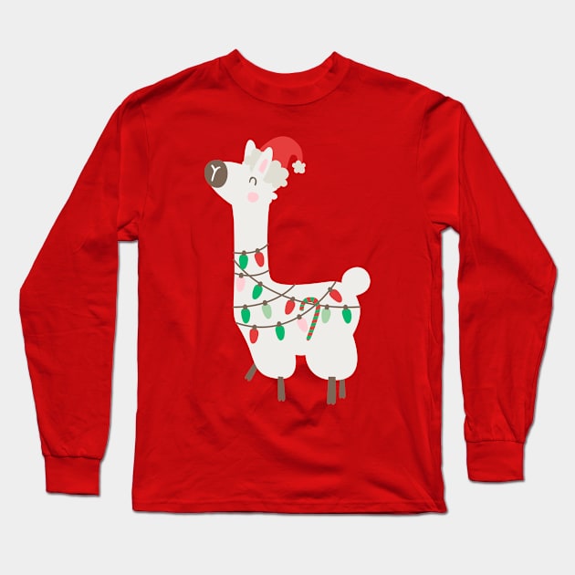 Christmas llama Long Sleeve T-Shirt by melomania